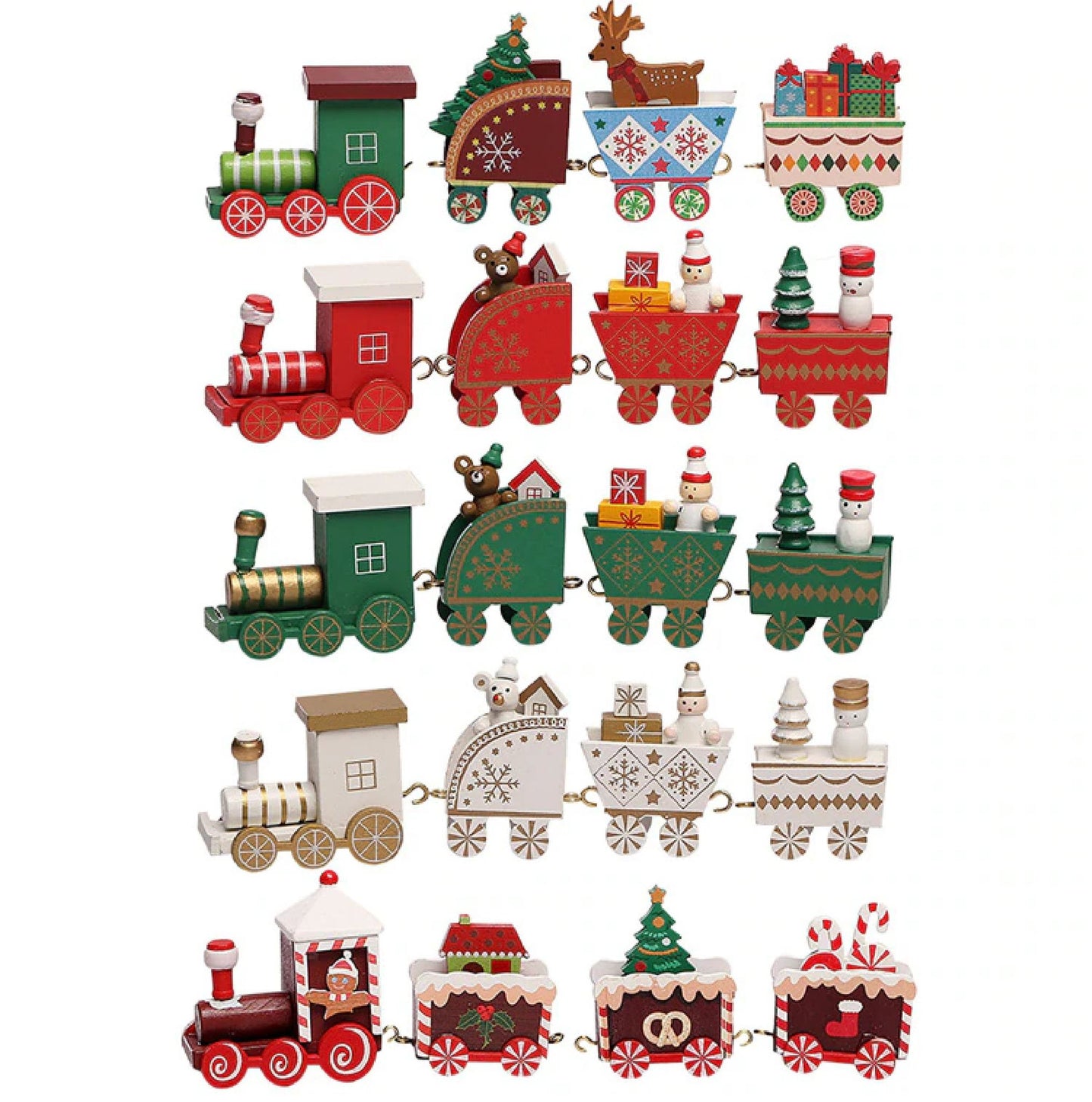 Mini Tren Navidad De Madera